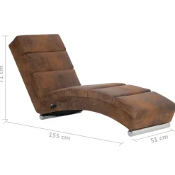 vidaXL Massage chaise longue kunstsuède bruin