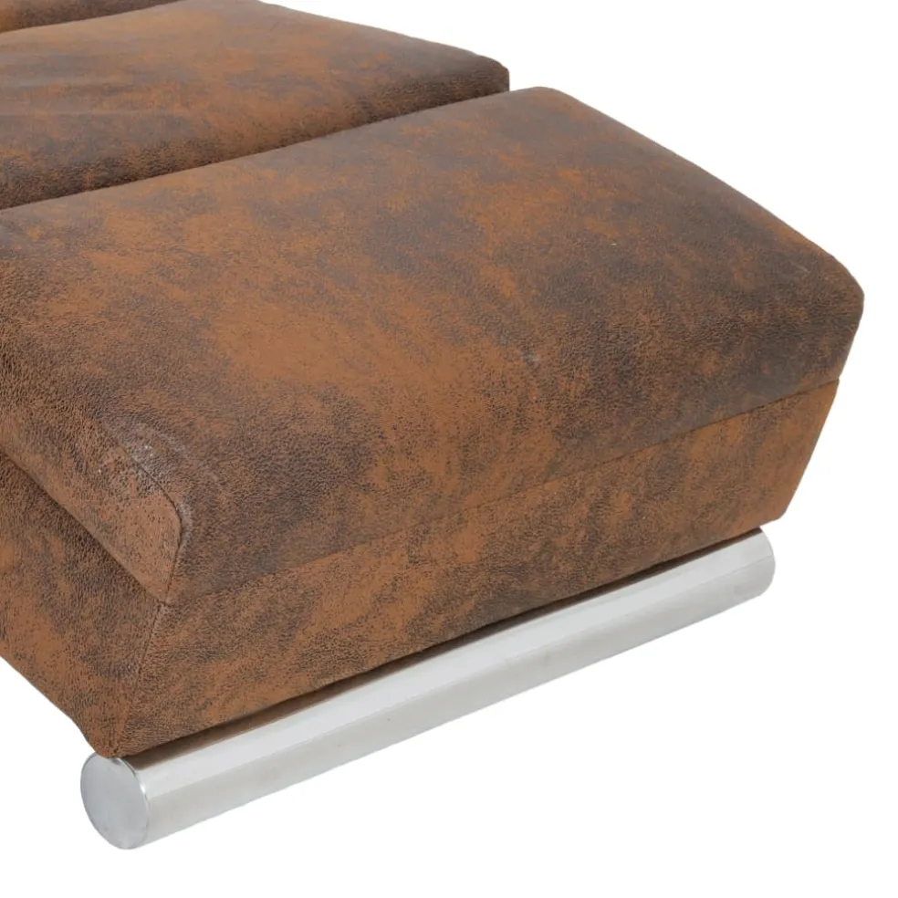 vidaXL Massage chaise longue kunstsuède bruin