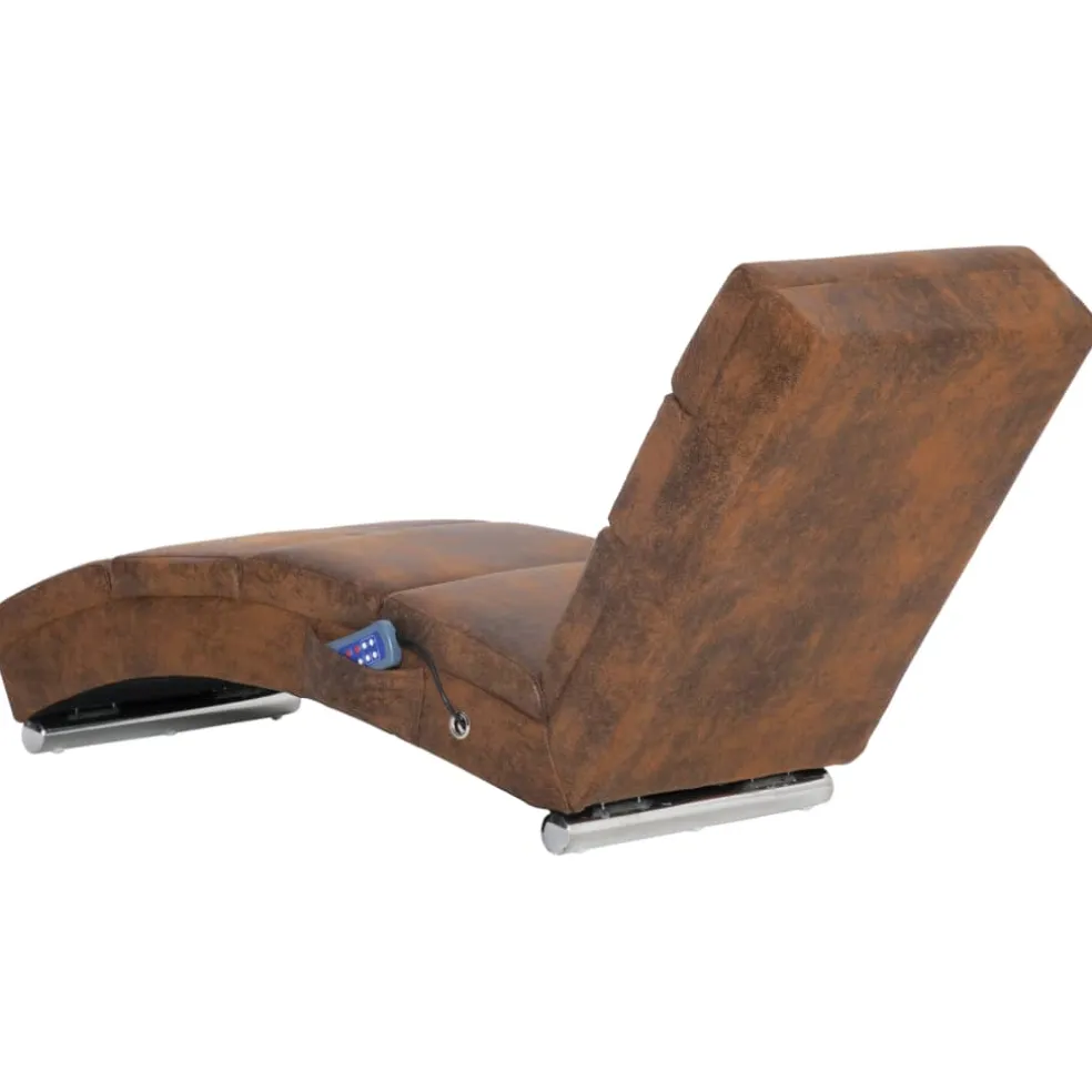 vidaXL Massage chaise longue kunstsuède bruin