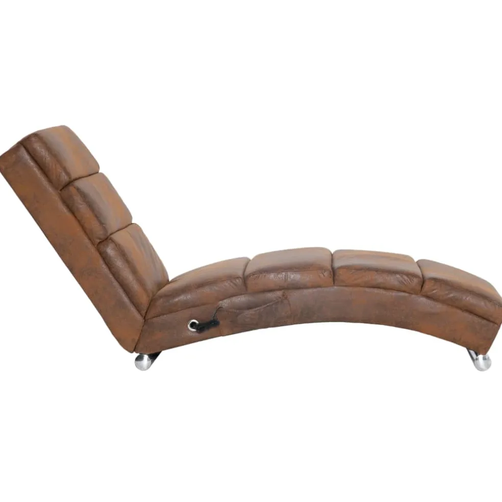vidaXL Massage chaise longue kunstsuède bruin