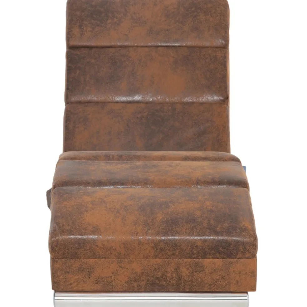 vidaXL Massage chaise longue kunstsuède bruin
