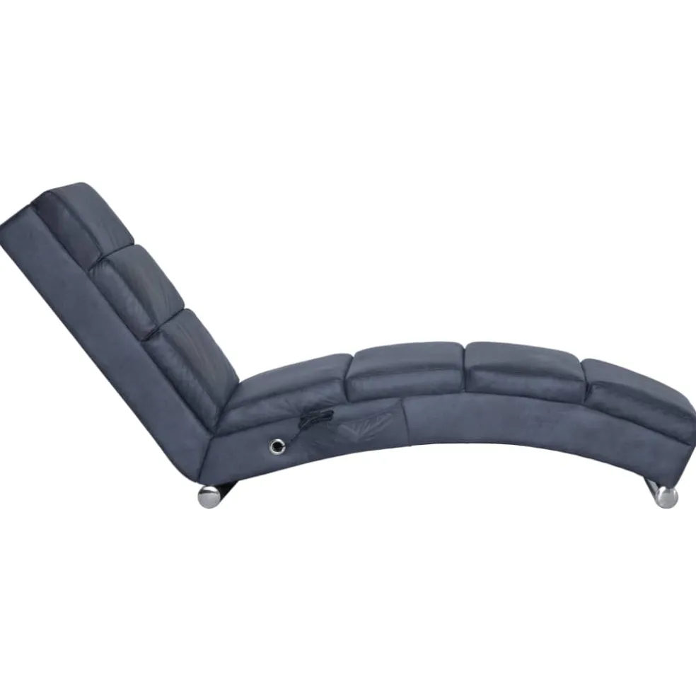 vidaXL Massage chaise longue kunstsuède grijs