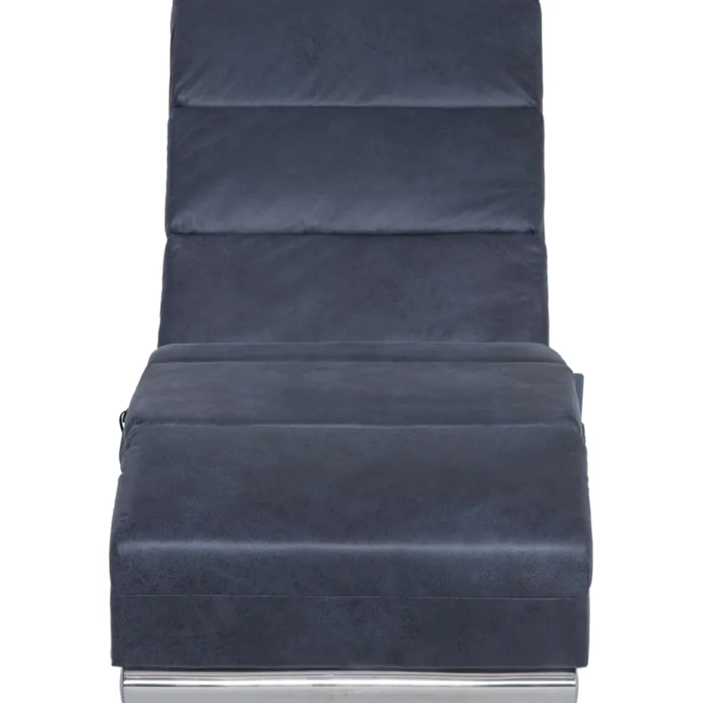 vidaXL Massage chaise longue kunstsuède grijs