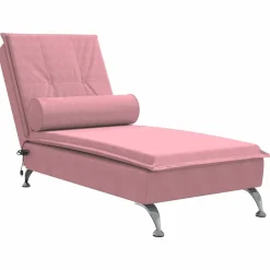 vidaXL Massage chaise longue met bolster fluweel roze