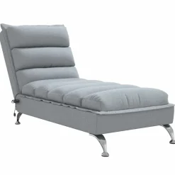 vidaXL Massage chaise longue met kussens stof lichtgrijs