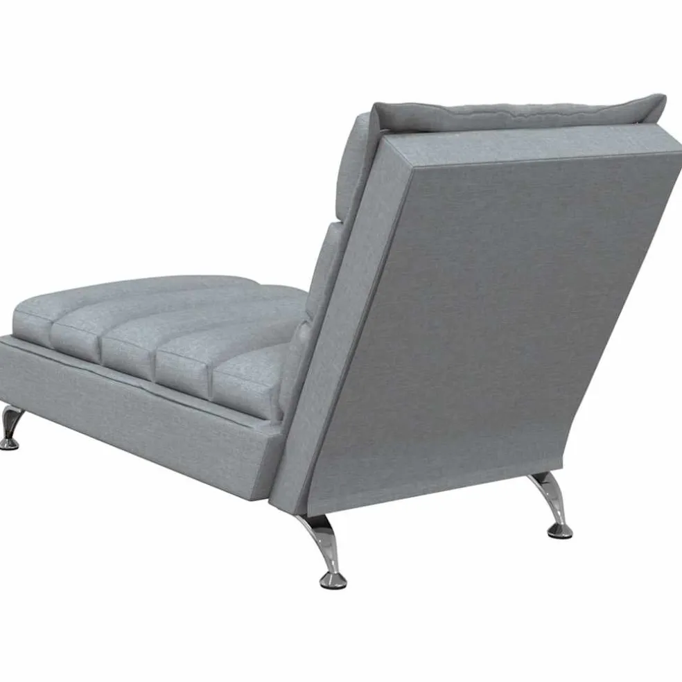 vidaXL Massage chaise longue met kussens stof lichtgrijs