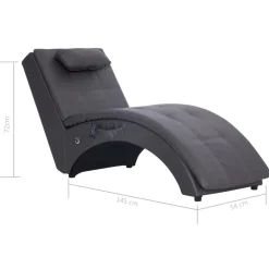 vidaXL Massage chaise longue met kussen kunstleer grijs
