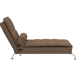 vidaXL Massage chaise longue met bolster stof bruin