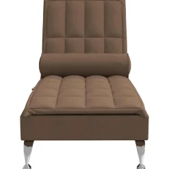 vidaXL Massage chaise longue met bolster stof bruin