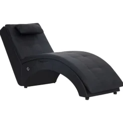 vidaXL Massage chaise longue met kussen kunstleer zwart