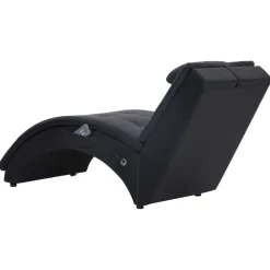 vidaXL Massage chaise longue met kussen kunstleer zwart