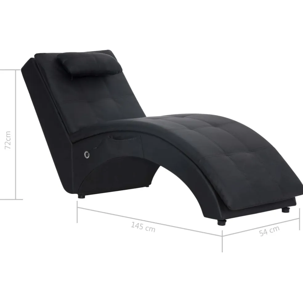 vidaXL Massage chaise longue met kussen kunstleer zwart