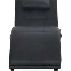 vidaXL Massage chaise longue met kussen kunstleer zwart