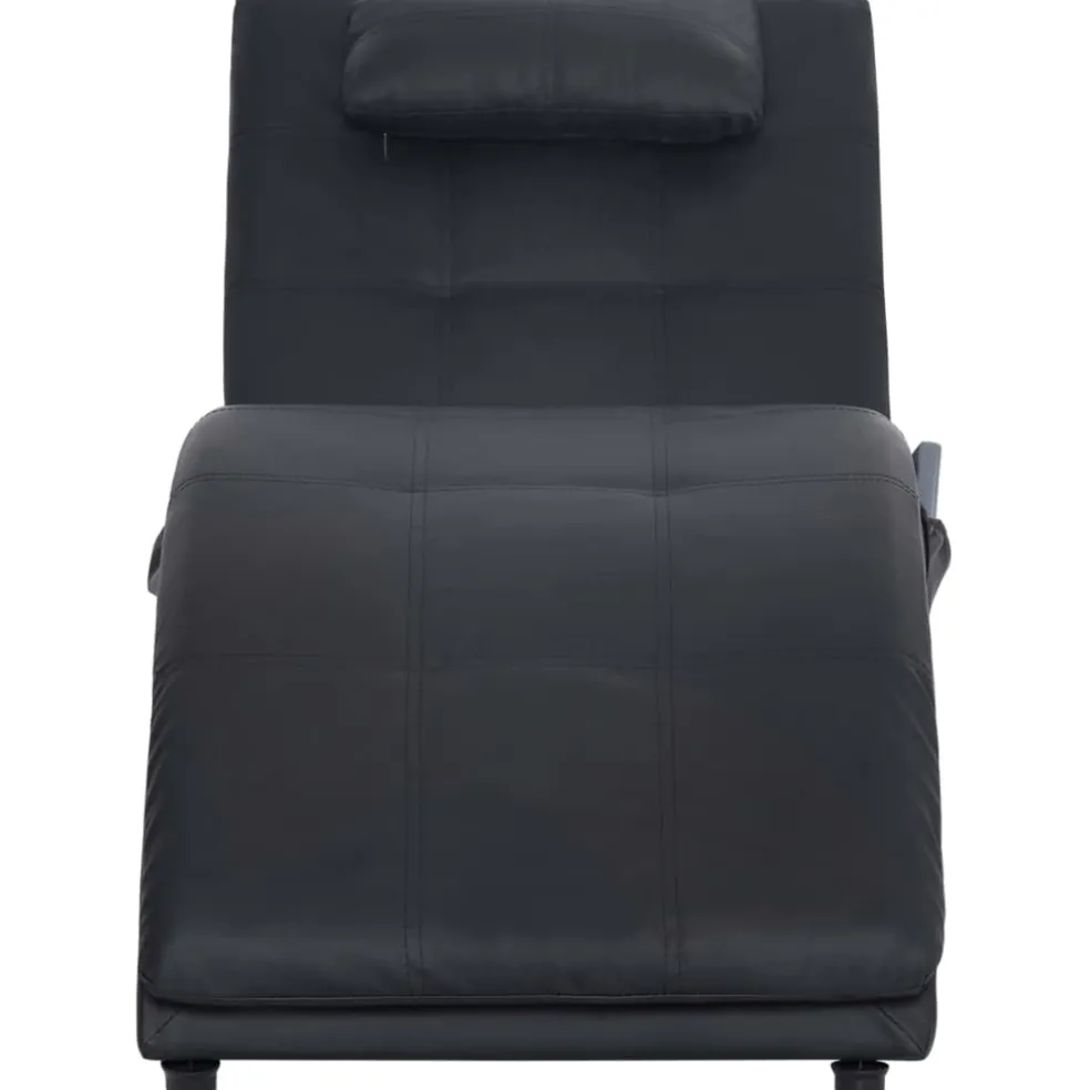 vidaXL Massage chaise longue met kussen kunstleer zwart
