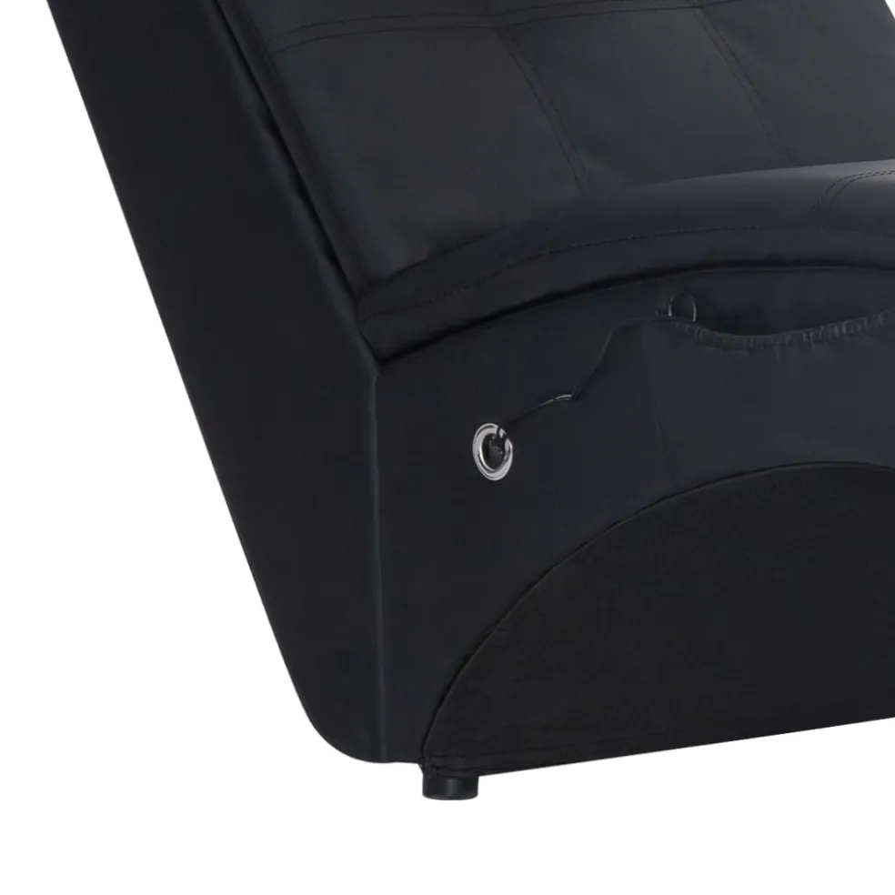 vidaXL Massage chaise longue met kussen kunstleer zwart
