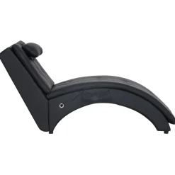 vidaXL Massage chaise longue met kussen kunstleer zwart