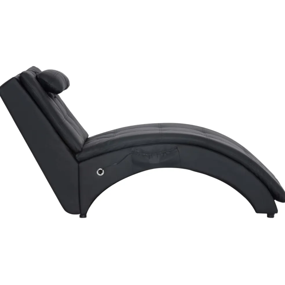 vidaXL Massage chaise longue met kussen kunstleer zwart