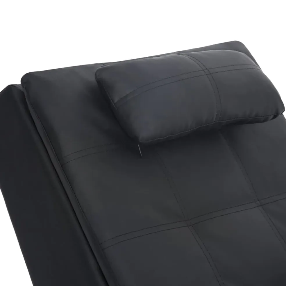 vidaXL Massage chaise longue met kussen kunstleer zwart