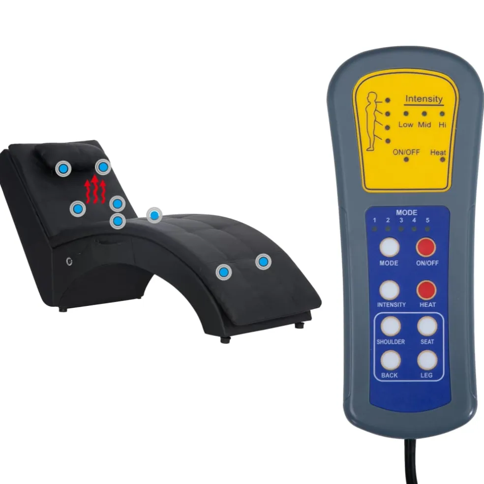 vidaXL Massage chaise longue met kussen kunstleer zwart