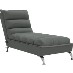 vidaXL Massage chaise longue met kussens stof donkergrijs