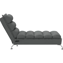 vidaXL Massage chaise longue met kussens stof donkergrijs