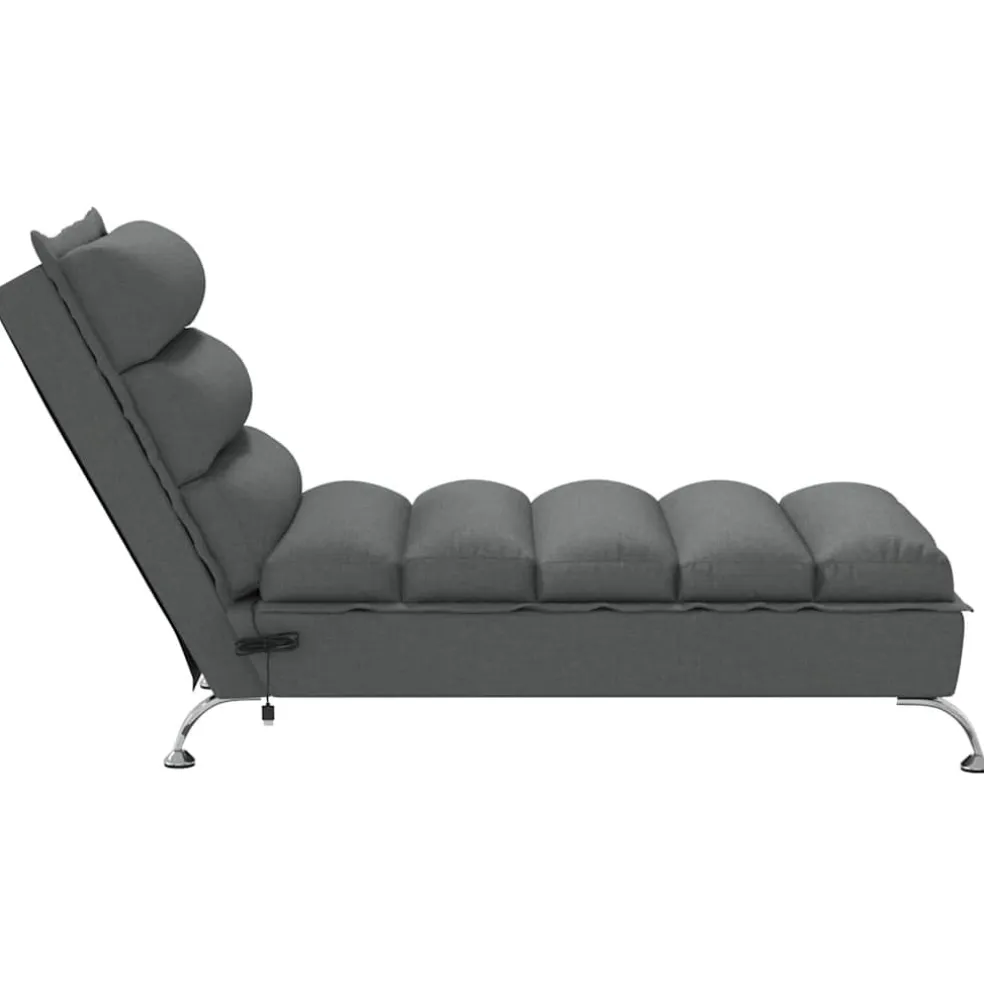 vidaXL Massage chaise longue met kussens stof donkergrijs