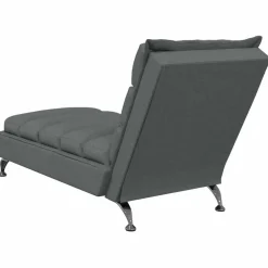 vidaXL Massage chaise longue met kussens stof donkergrijs