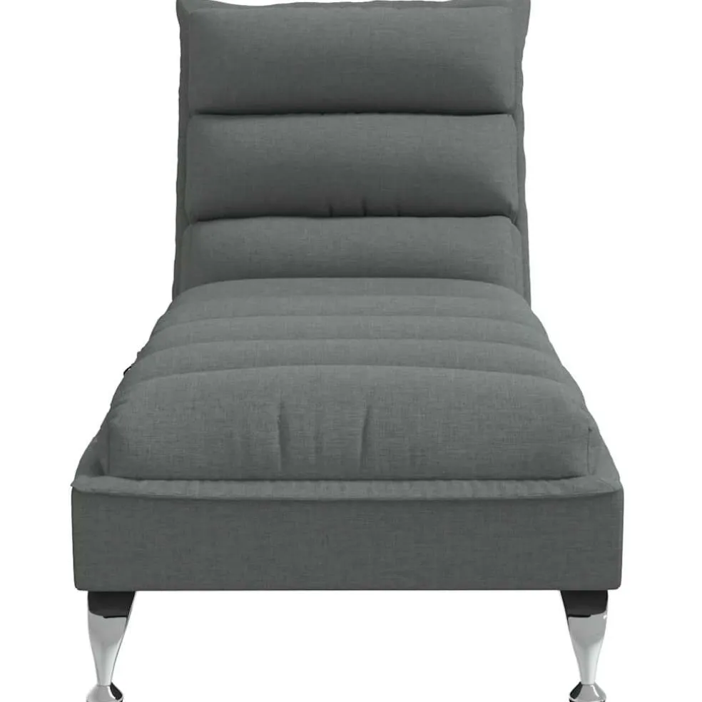 vidaXL Massage chaise longue met kussens stof donkergrijs