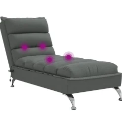 vidaXL Massage chaise longue met kussens stof donkergrijs