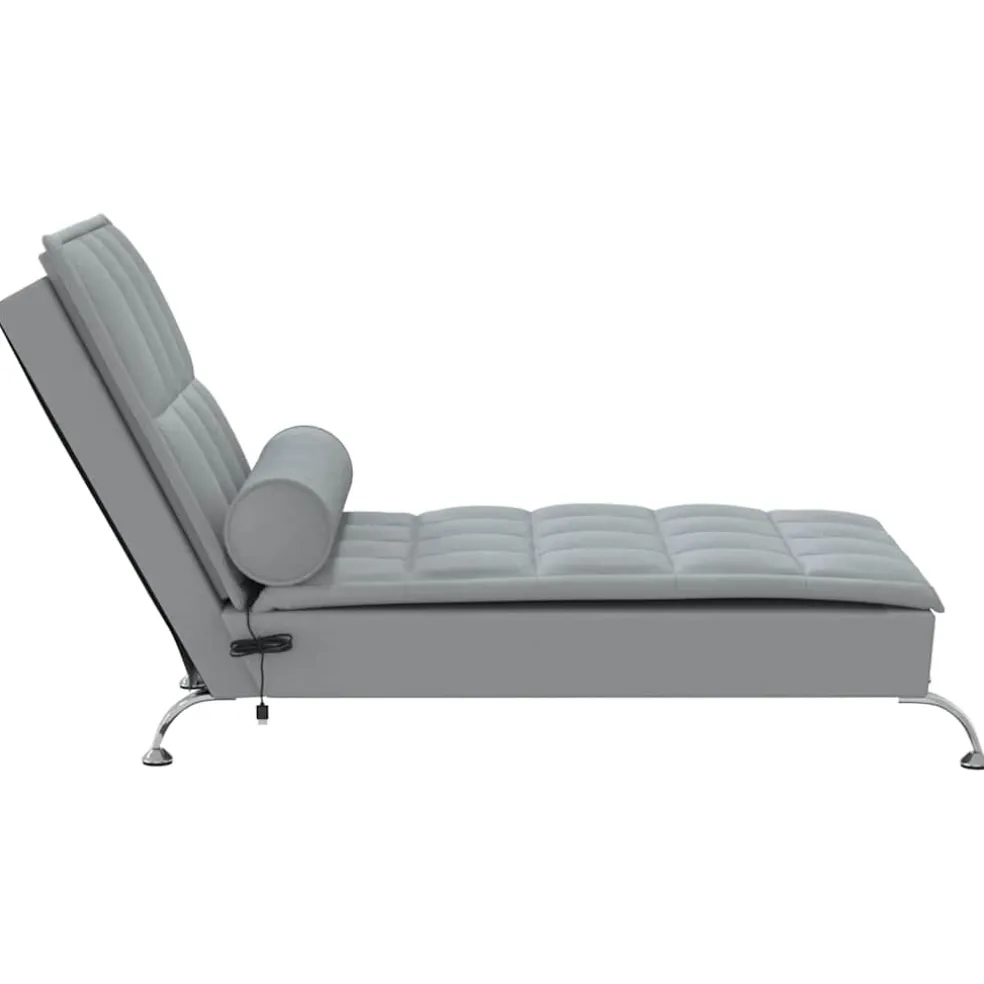 vidaXL Massage chaise longue met bolster stof lichtgrijs