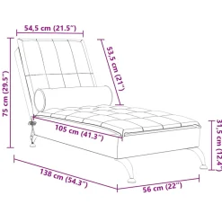vidaXL Massage chaise longue met bolster stof lichtgrijs
