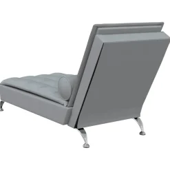 vidaXL Massage chaise longue met bolster stof lichtgrijs