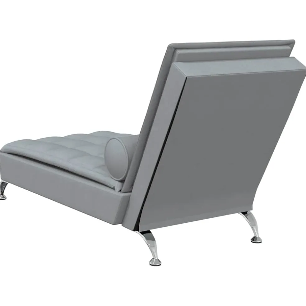 vidaXL Massage chaise longue met bolster stof lichtgrijs