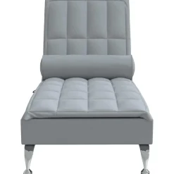 vidaXL Massage chaise longue met bolster stof lichtgrijs