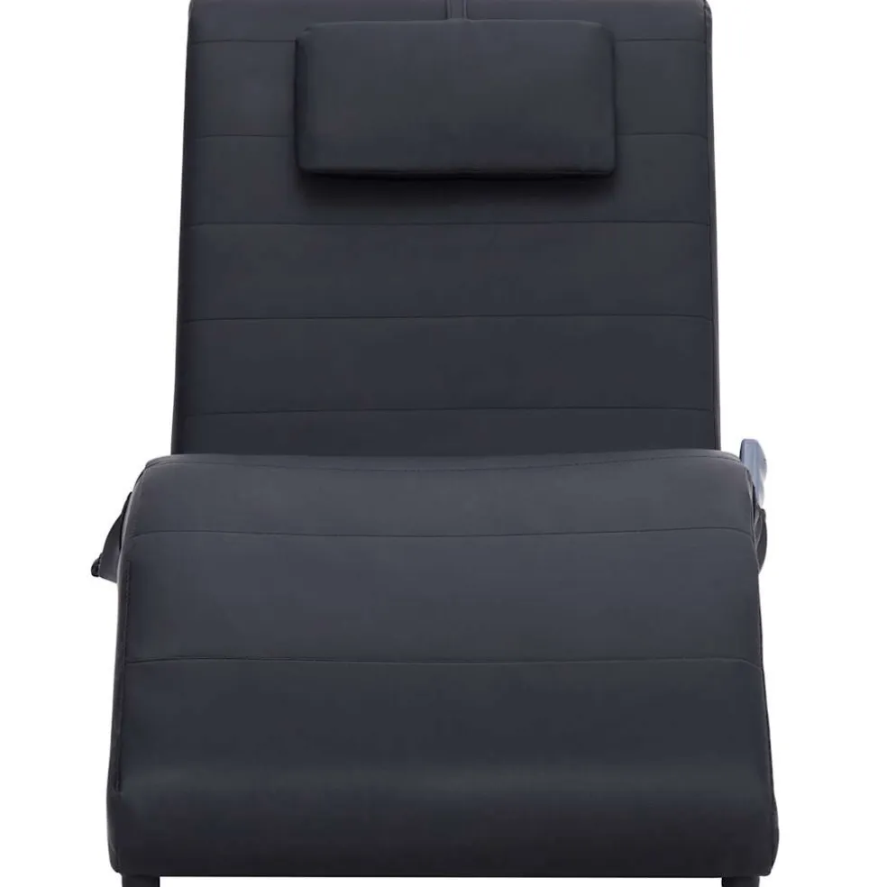 vidaXL Massage chaise longue met kussen kunstleer zwart