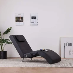 vidaXL Massage chaise longue met kussen kunstleer zwart