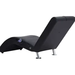 vidaXL Massage chaise longue met kussen kunstleer zwart