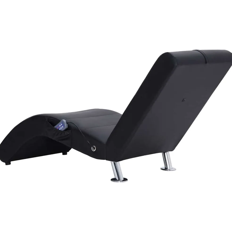 vidaXL Massage chaise longue met kussen kunstleer zwart