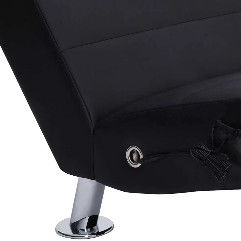 vidaXL Massage chaise longue met kussen kunstleer zwart