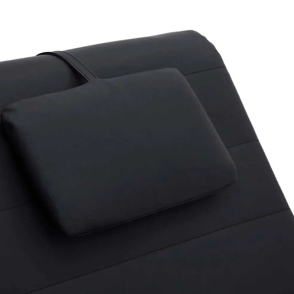 vidaXL Massage chaise longue met kussen kunstleer zwart
