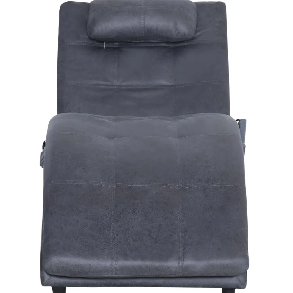 vidaXL Massage chaise longue met kussen kunstsuède grijs