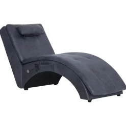 vidaXL Massage chaise longue met kussen kunstsuède grijs