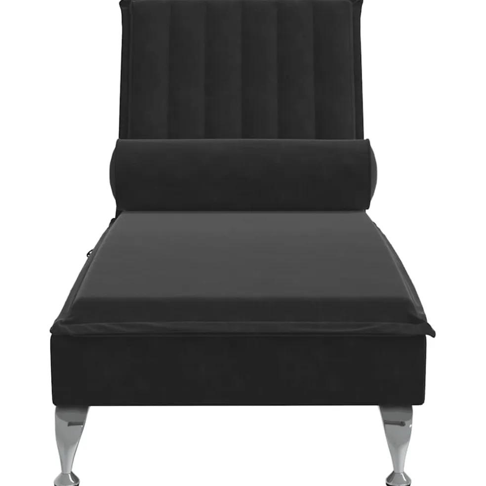 vidaXL Massage chaise longue met bolster fluweel zwart