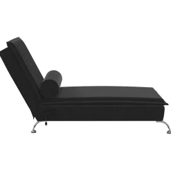 vidaXL Massage chaise longue met bolster fluweel zwart