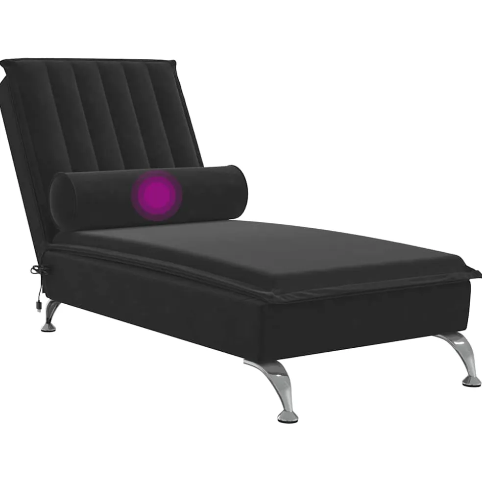 vidaXL Massage chaise longue met bolster fluweel zwart