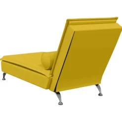 vidaXL Massage chaise longue met bolster fluweel geel