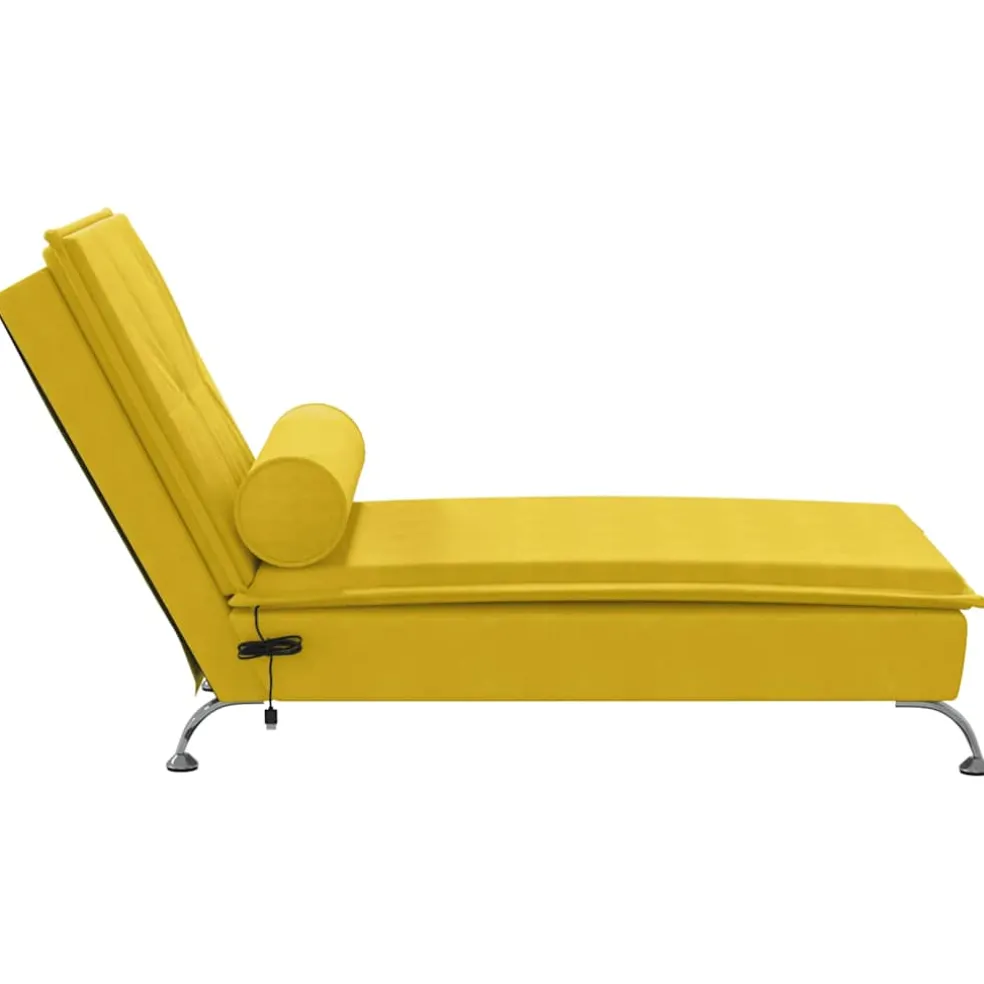 vidaXL Massage chaise longue met bolster fluweel geel