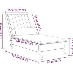 vidaXL Massage chaise longue met bolster fluweel geel