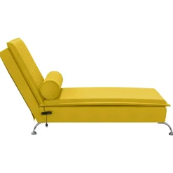 vidaXL Massage chaise longue met bolster fluweel geel