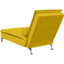 vidaXL Massage chaise longue met bolster fluweel geel